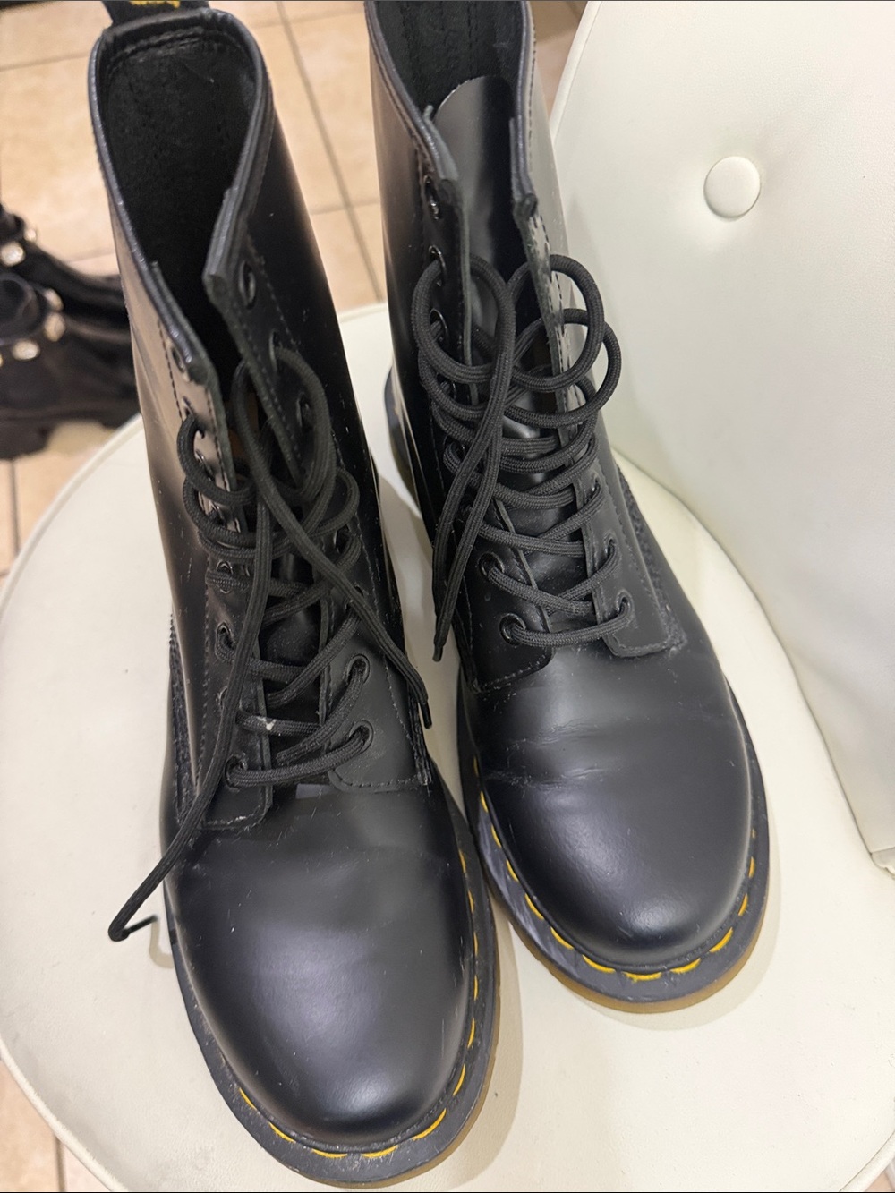 Classic Dr Martens Lace-Up Women's Black Leather Combat Boots